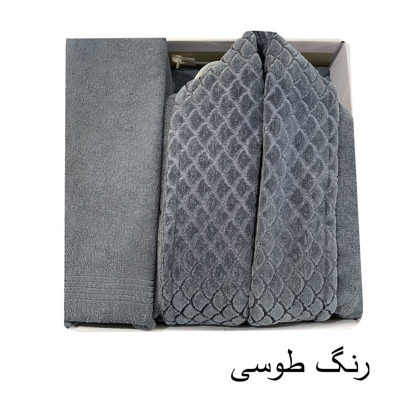 سرویس  حوله پالتویی ۳ تکه هنرمند مدل پولکی سایز ۱۲۵