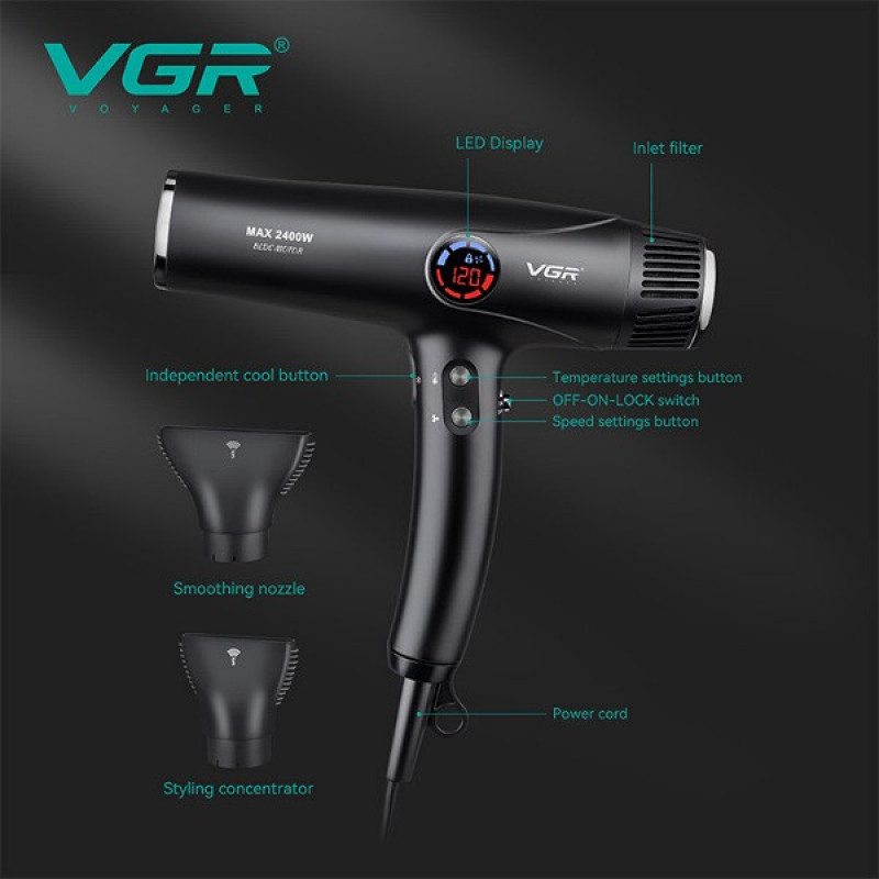 سشوار حرفه‌ای 2400 وات وی جی ار مدل V-469
