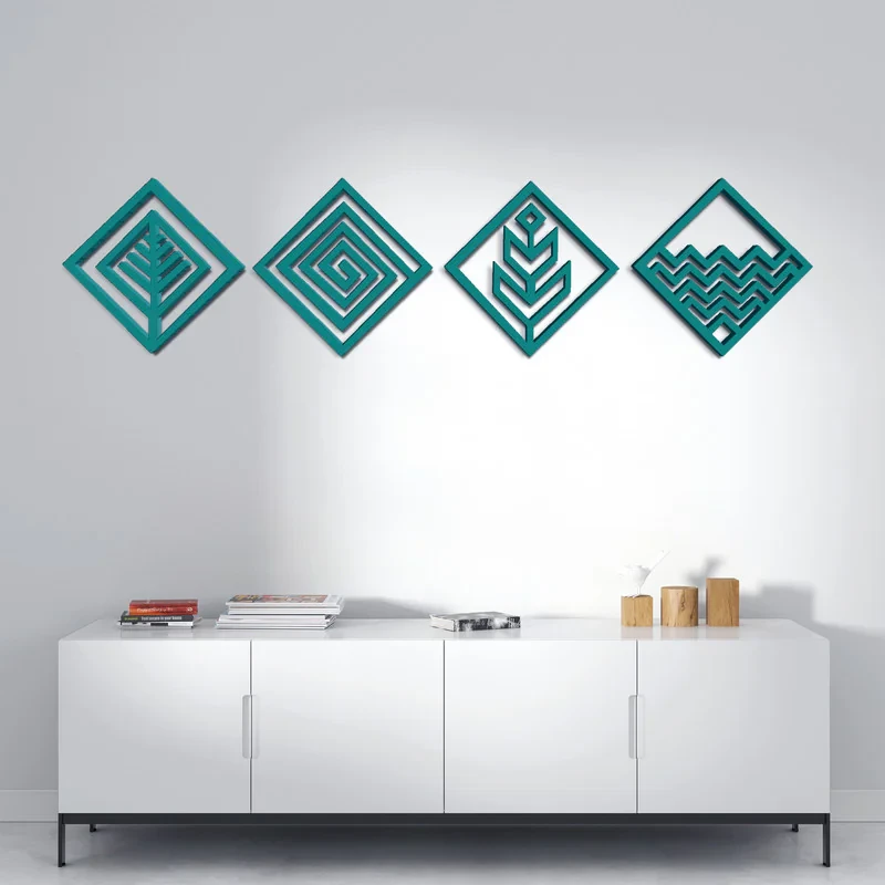 دیوارکوب مدل عناصر چهارگانه طرح لوزی مجموعه 4 عددی