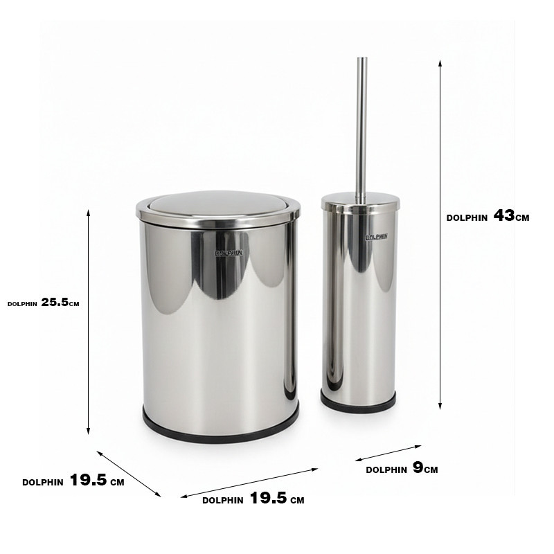 ست سطل زباله و فرچه دلفین مدل DRT-01