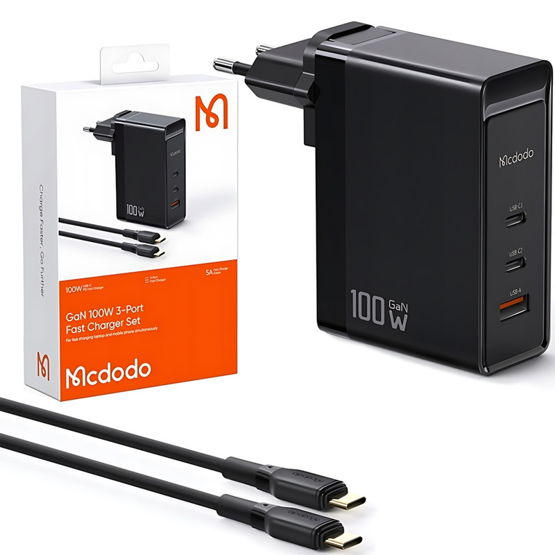 شارژر دیواری 100 وات مک دودو مدل CH-8105 Pro به همراه کابل تبدیل USB-C