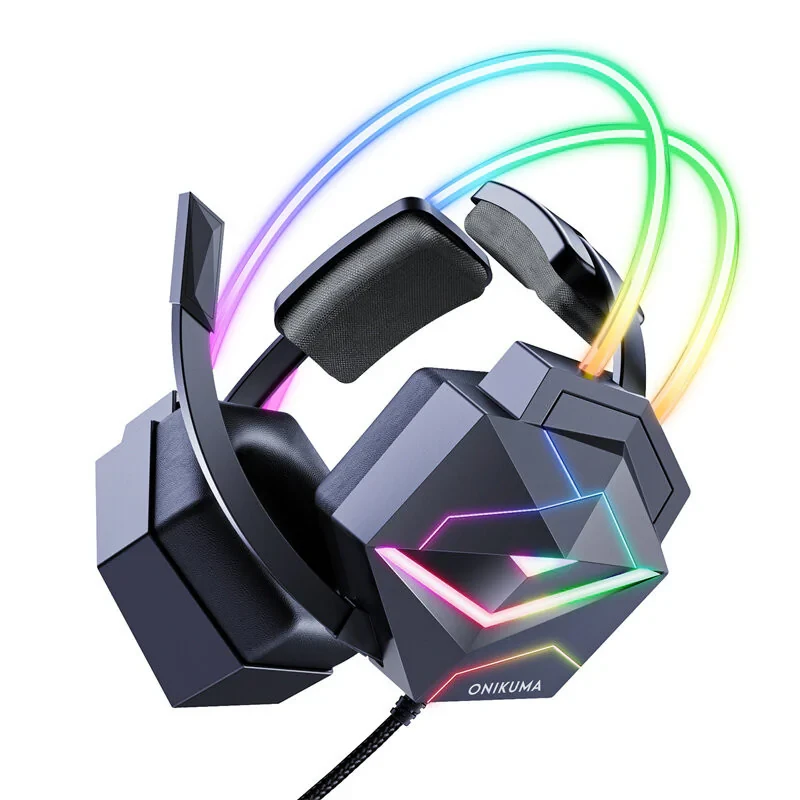 هدست گیمینگ ‌ برند اونیکوما مدل X20 با نویز کنسلینگ میکروفون، درگاه شارژ USB، دارای نورپردازی RGB، طراحی ارگونومیک و پدهای نرم و راحت