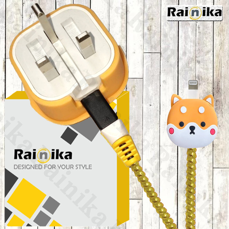محافظ کابل شارژر دیواری رینیکا مدل Cute Dog BA مناسب برای شارژر اپل 20 وات ba مجموعه 5 عددی