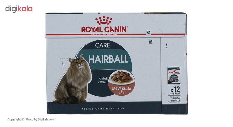 پوچ گربه رویال کنین مدل Hairball بسته 12 عددی وزن 85 گرم