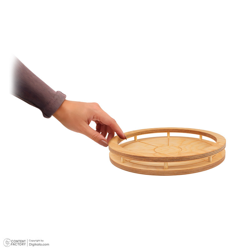 سینی بدون دسته مدل پایه دار دایره طرح آفتاب سایز 36×36 سانتیمتر
