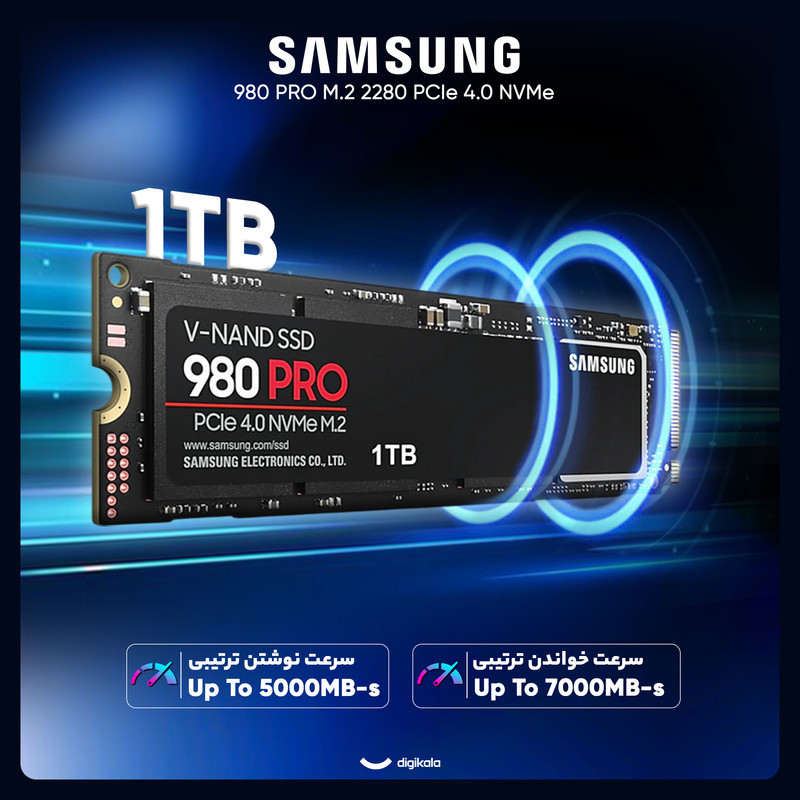 اس اس دی اینترنال PCIe Gen4 x4 سامسونگ مدل 980PRO ظرفیت 1 ترابایت