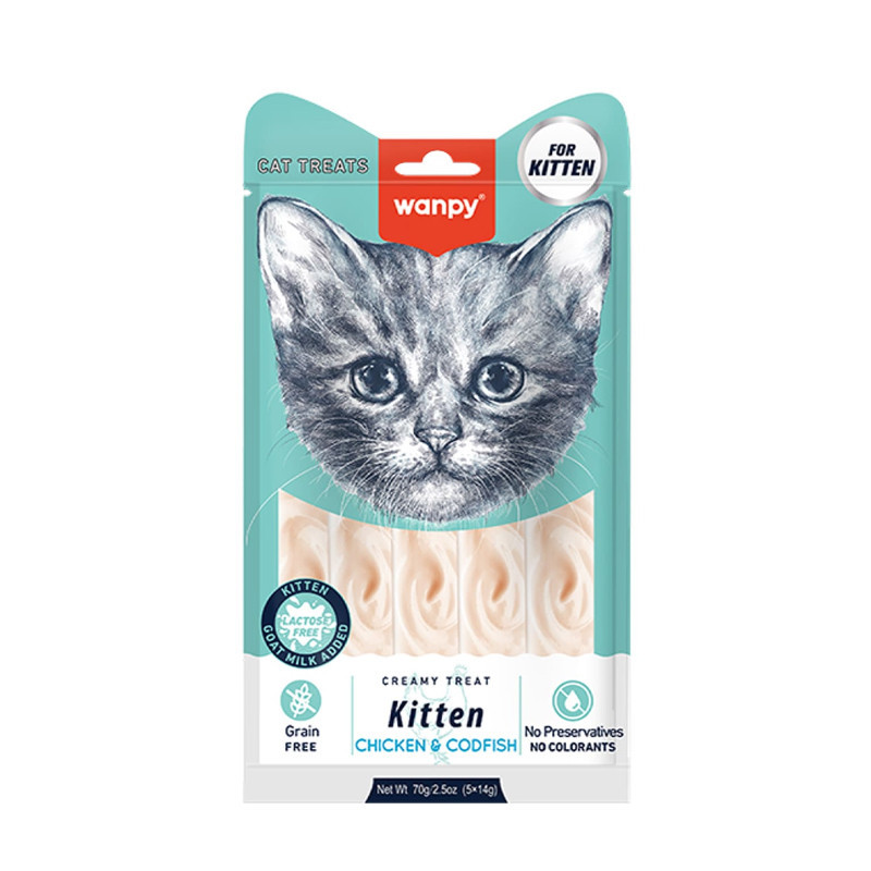 بستنی گربه ونپی مدل Creamy Treat Kitten طعم مرغ و ماهی کاد بسته 5 عددی