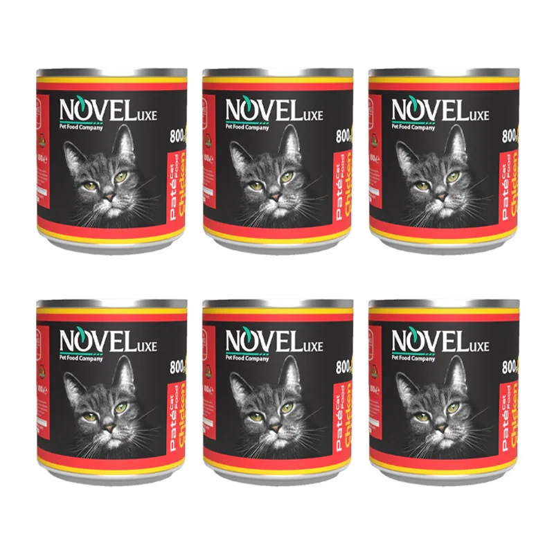 کنسرو گربه نوول لوکس مدل Chicken Liver وزن 800 گرم بسته 6 عددی