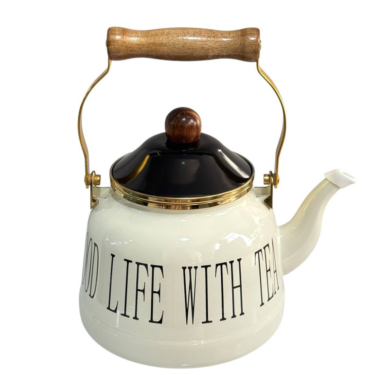 ست کتری و قوری مدل لعابی طرح Drink tea گنجایش کتری 2.5 لیتر گنجایش قوری 1 ایتر