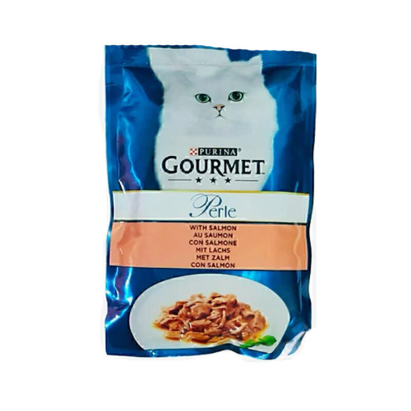 پوچ گربه بالغ گورمت مدل Gourmet Perle طعم ماهی سالمون وزن 85 گرم