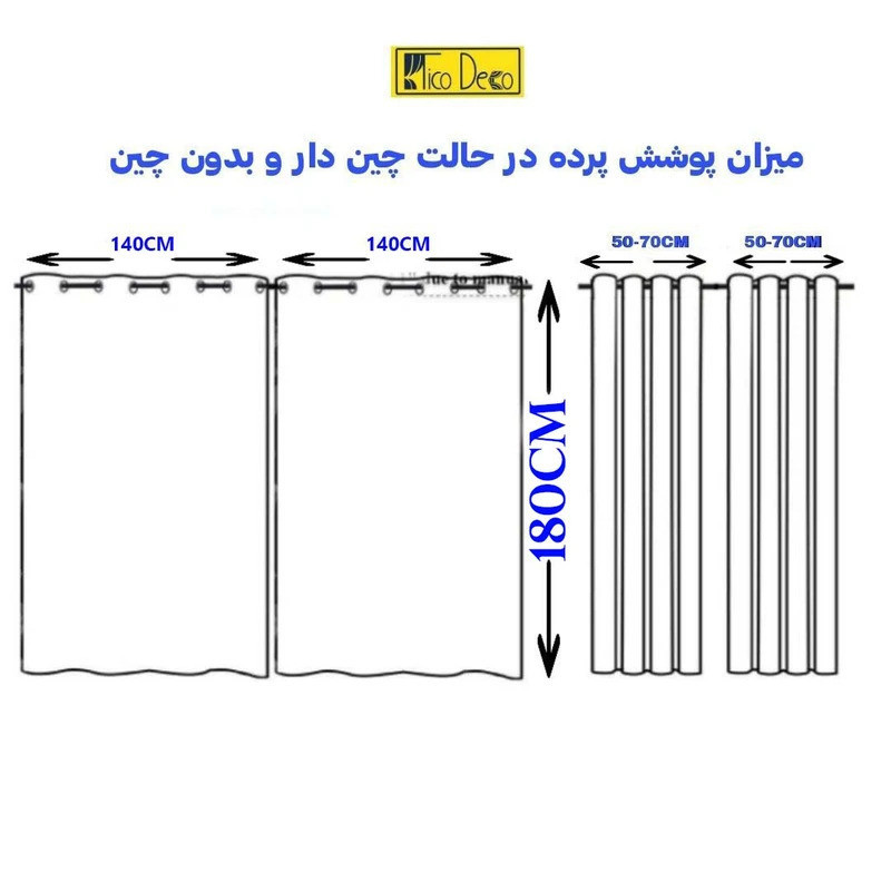 پرده پانچ تیکو دکو مدل ساتن ژاکارت طرحدار ابریشم بافت دار سایز 180x140 سانتی‌متر
