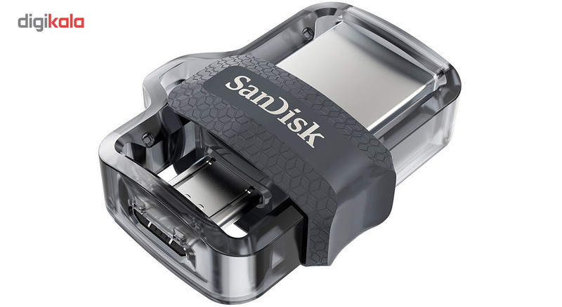 فلش مموری دوکاره سن دیسک مدل Ultra Dual Drive M3.0 ظرفیت 128 گیگابایت با رابط USB3.0 و MicroUSB، سرعت خواندن تا 150 مگابایت بر ثانیه و پشتیبانی از اپلیکیشن SanDisk Memory Zone