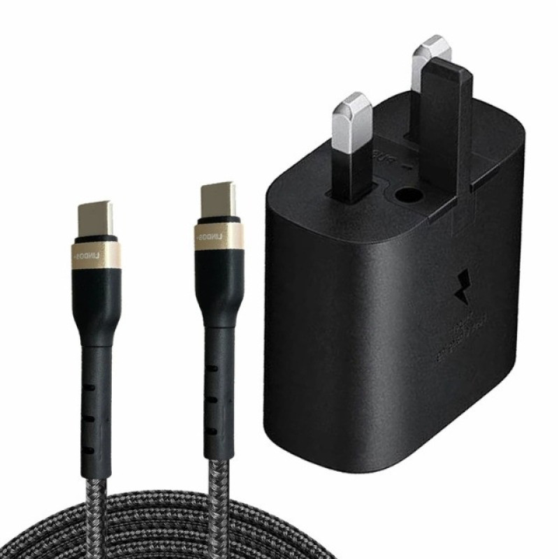 شارژر دیواری 25 وات لیندوس مدل Galaxy A15 به همراه کابل تبدیل USB-C