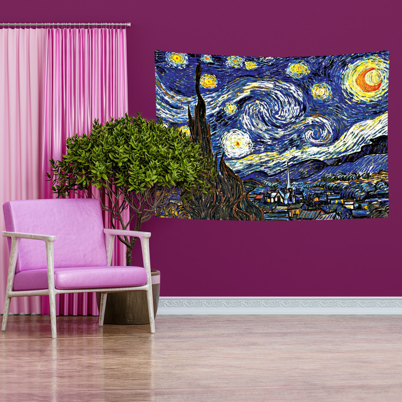 پوستر پارچه ای مدل تپستری شب پر ستاره ونگوک کد S07