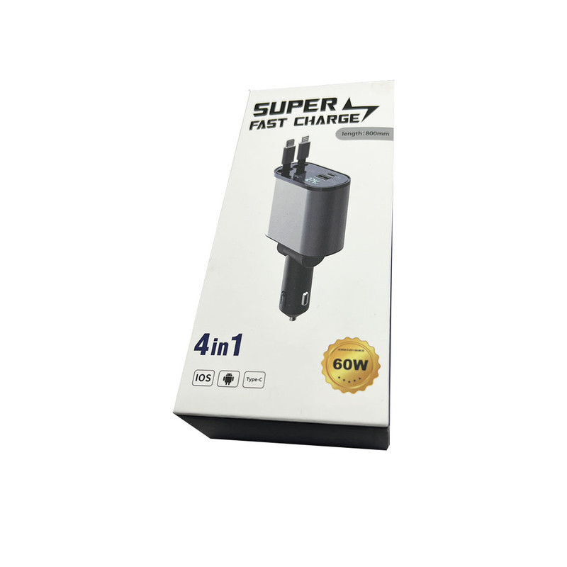 شارژر فندکی 60 وات مدل super60 به همراه کابل لایتنینگ  USB-C