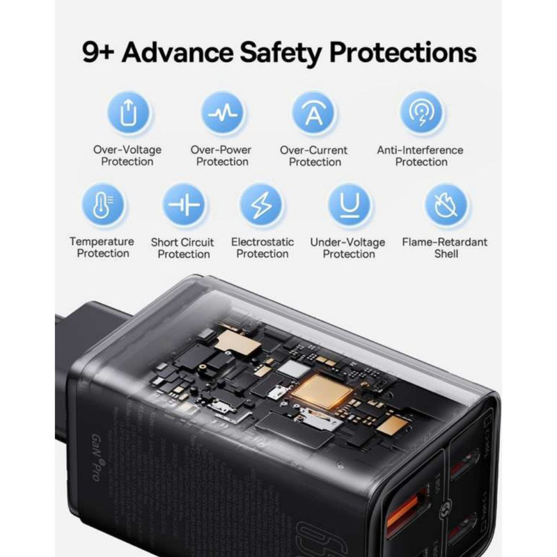 شارژر دیواری 65 وات بیسوس مدل GAN6 PRO 65W به همراه کابل USB-C