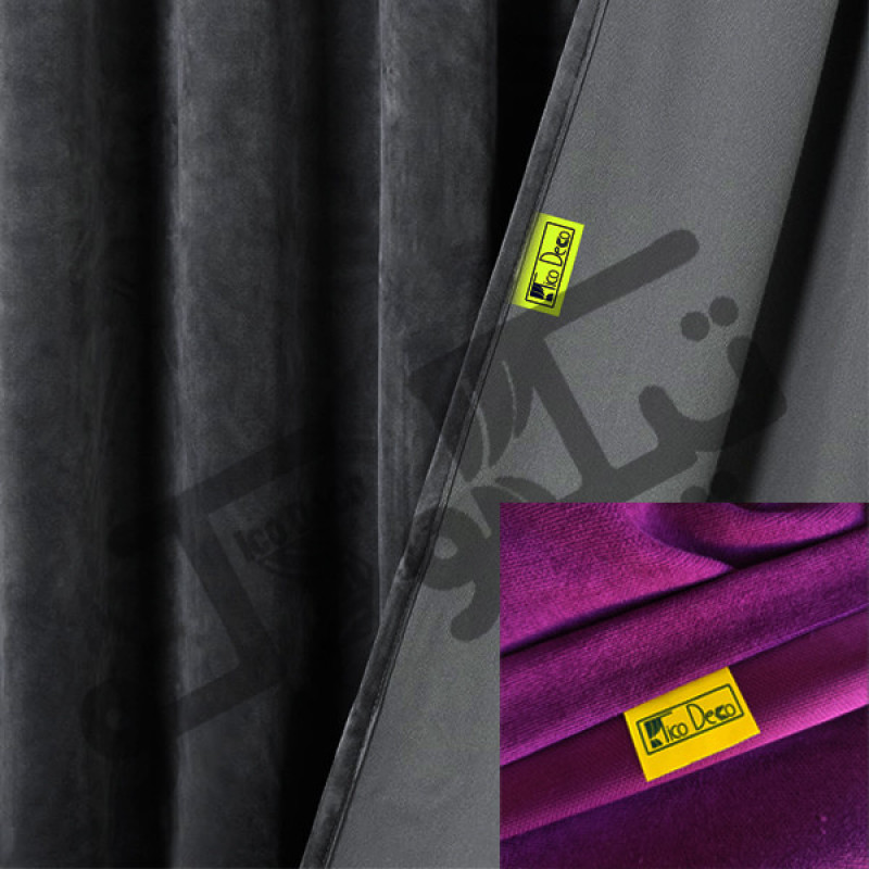 پرده تیکو دکو مدل مخمل مات هانزو شش چین سایز 225x280 سانتیمتر