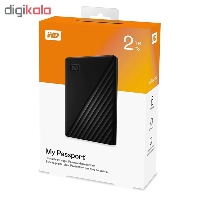 هارد اکسترنال وسترن دیجیتال مدل My Passport ظرفیت دو ترابایت دارای رابط USB Type-A 3.2