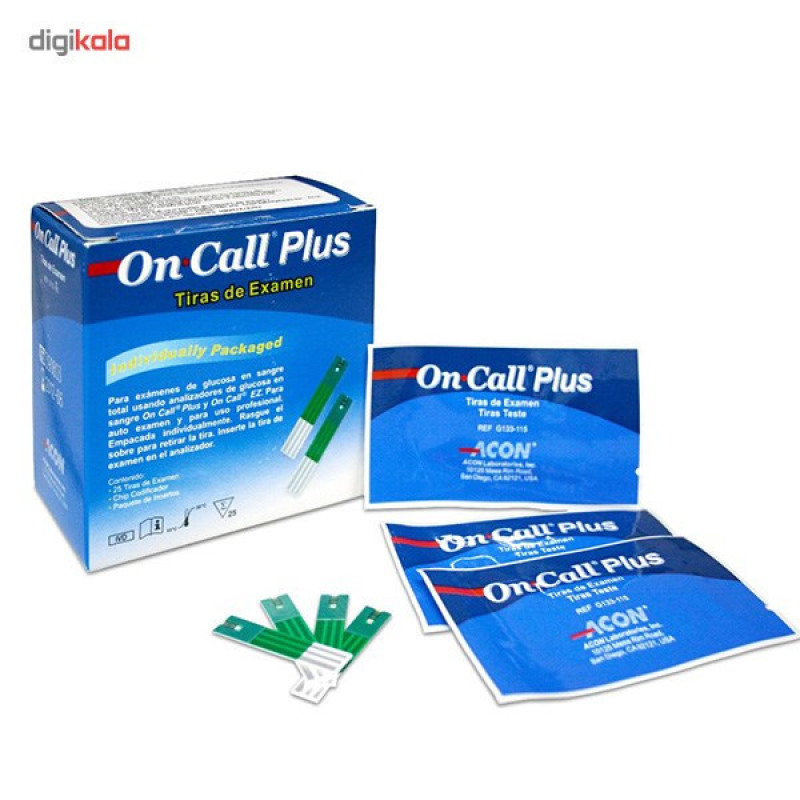تست قندخون ایکان On Call Plus G113-111 به همراه یک بسته نوار تست On Call Plus G133-115