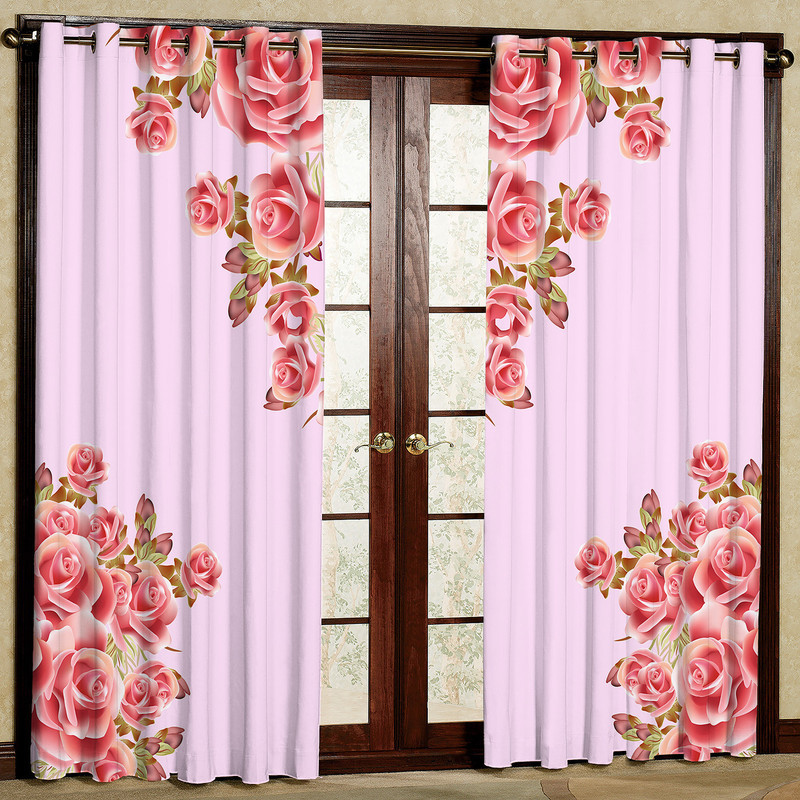 پرده مدل مخمل پانچی طرح گل کد 4886T2 سایز 200x140 سانتی متر