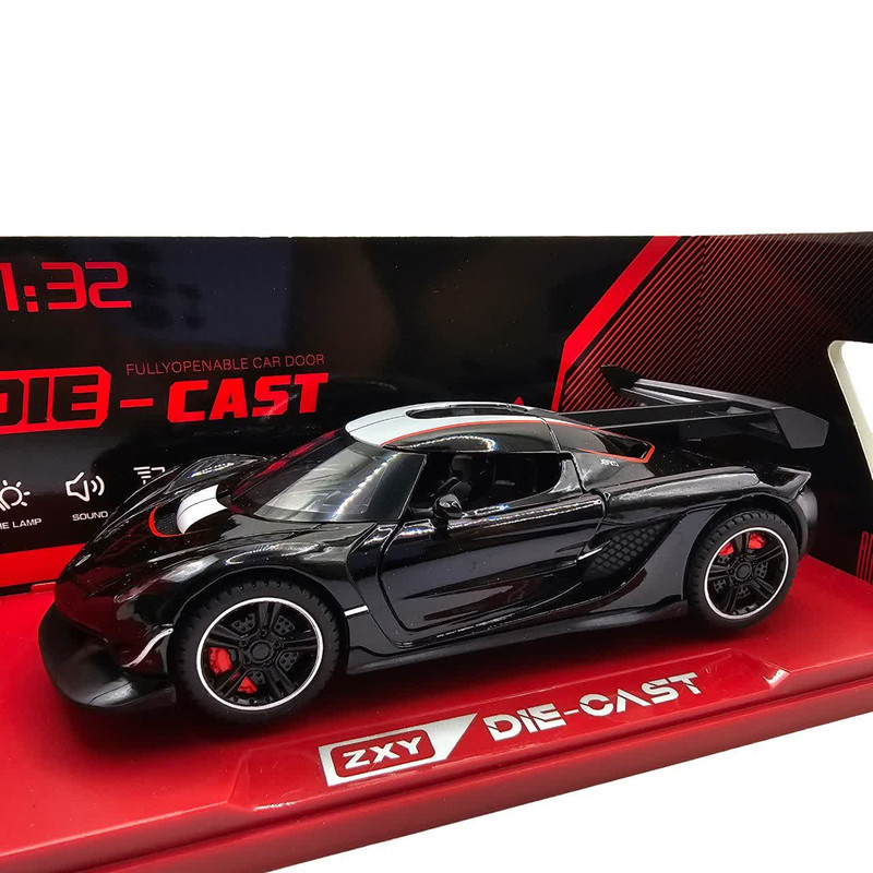 ماکت ماشین ناب سل مدل کوئینگزگ جسکو درب خفاشی فلزی موزیکال چراغدار عقب کش کد Koenigsegg JESKO همراه با استند
