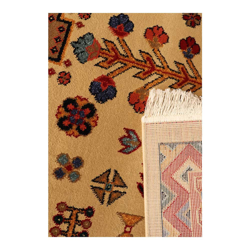 فرش ماشینی 320 شانه زمینه کرم حاشیه کرم مدل شاهسون طرح SH-B008-5003