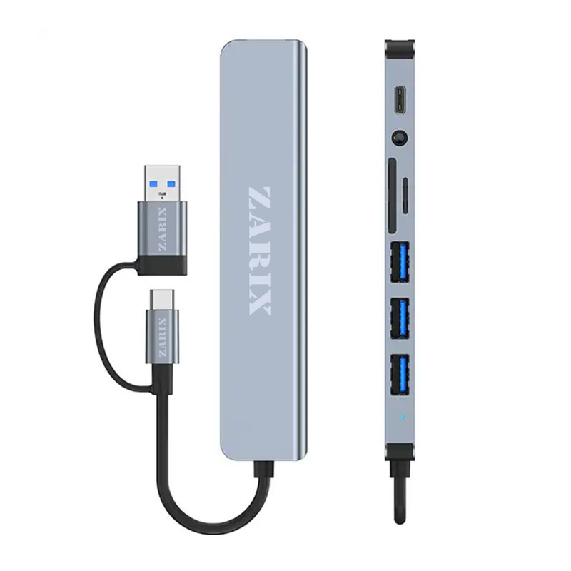 هاب 8 پورت USB 3.0USB-C زاریکس مدل Z8 Pro