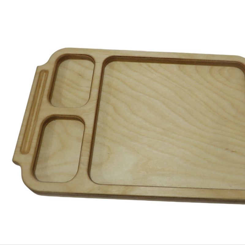 سینی دسته دار مدل چوبی طرح سه خانه کد MP21
