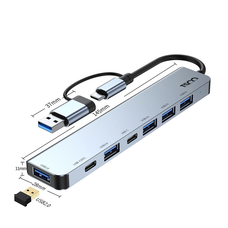 هاب USB هفت پورت تسکو تایپ سی مدل THU 1148