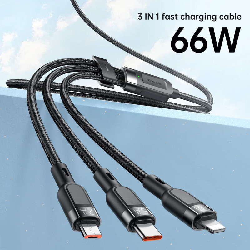کابل تبدیل  USB به microUSB  لایتنینگ  USB-C مک دودو مدل CA-0930 طول 1.2 متر