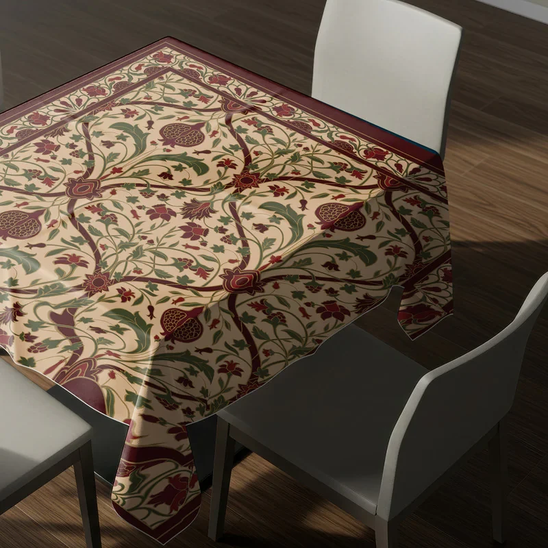رومیزی ریحانلوکس مدل شکوفه انار کد RH130 سایز 97x97 سانتی‌متر