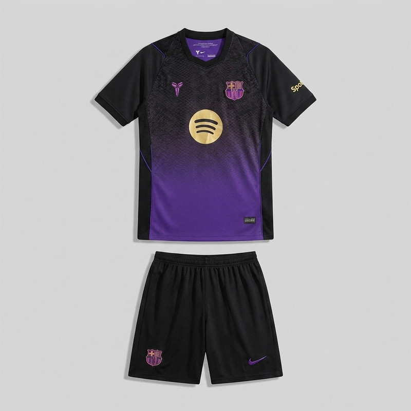 ست تی‌شرت آستین کوتاه و شلوارک ورزشی مردانه مدل بارسلونا Away 2027