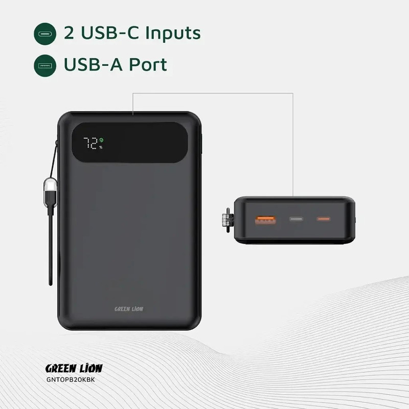 پاوربانک 22.5 وات گرین لاین مدل Toledo GL-PX37 ظرفیت 20000 میلی‌آمپرساعت