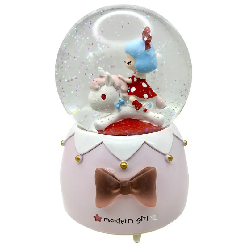 گوی موزیکال مدل پمپی modern girl طرح دختر و اسب شاخدار کد PAB7663