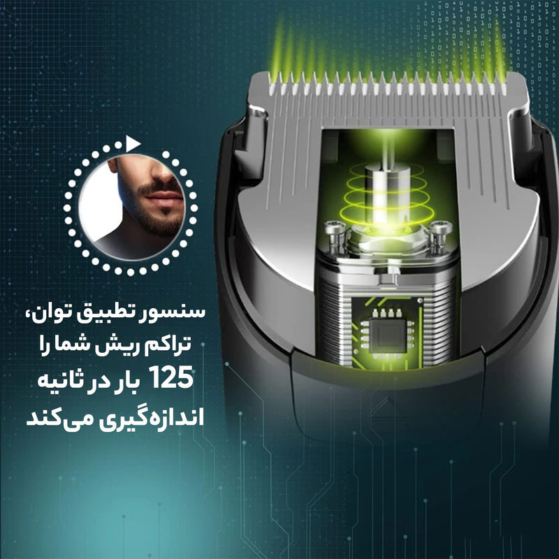 ماشین اصلاح صورت و بدن فیلیپس مدل MG7920 چندکاره با تیغه استیل پیشرفته، سنسور هوشمند تنظیم قدرت، ضد آب، استفاده خشک و مرطوب، باتری 600 میلی‌آمپر ساعت با شارژ سریع و شانه‌های متنوع