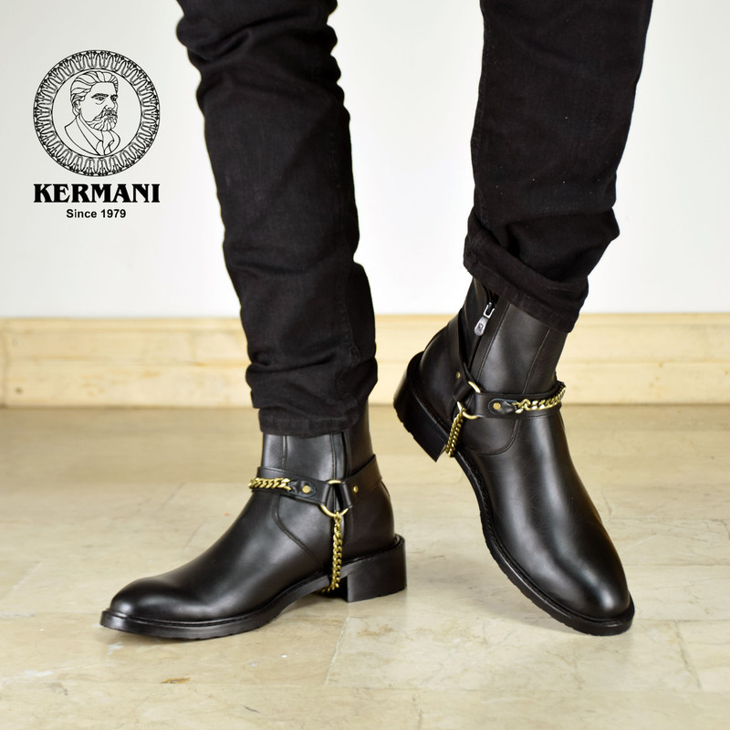 نیم بوت مردانه کرمانی مدل چرم دستدوز طبیعی کد 653