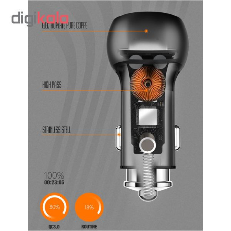 شارژر فندکی الدینیو مدل C503Q همراه با کابل microUSB