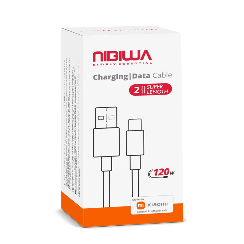 کابل تبدیل USB به USB-C نیبیوا مدل Fast Charge 120W طول 2 متر