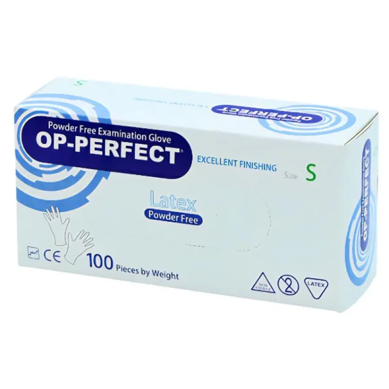 دستکش لاتکس غیر پودری حریر مدل اوپی پرفکت سایز کوچک (S) بسته 100 عددی