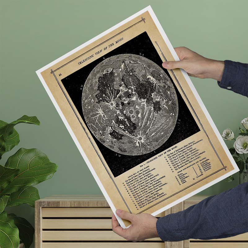 پوستر کارنيکا طرح روزنامه وینتج ماه Vintage Newspaper Moon کد 74688 مجموعه 8 عددی