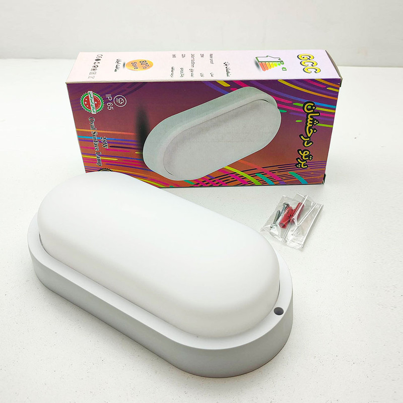 چراغ حمام دیواری پرتو درخشان مدل واترپروف IP65 طرح روکار بیضی