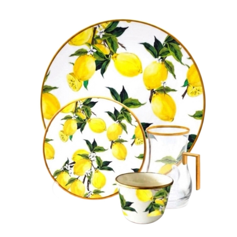 سرویس صبحانه‌خوری چینی 24 پارچه 6 نفره تویگار مدل Lemon