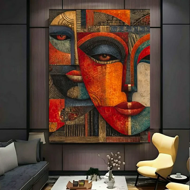 تابلو بوم طرح مخمل نقاشی پرتره مدل کوبیسم کد BK24764