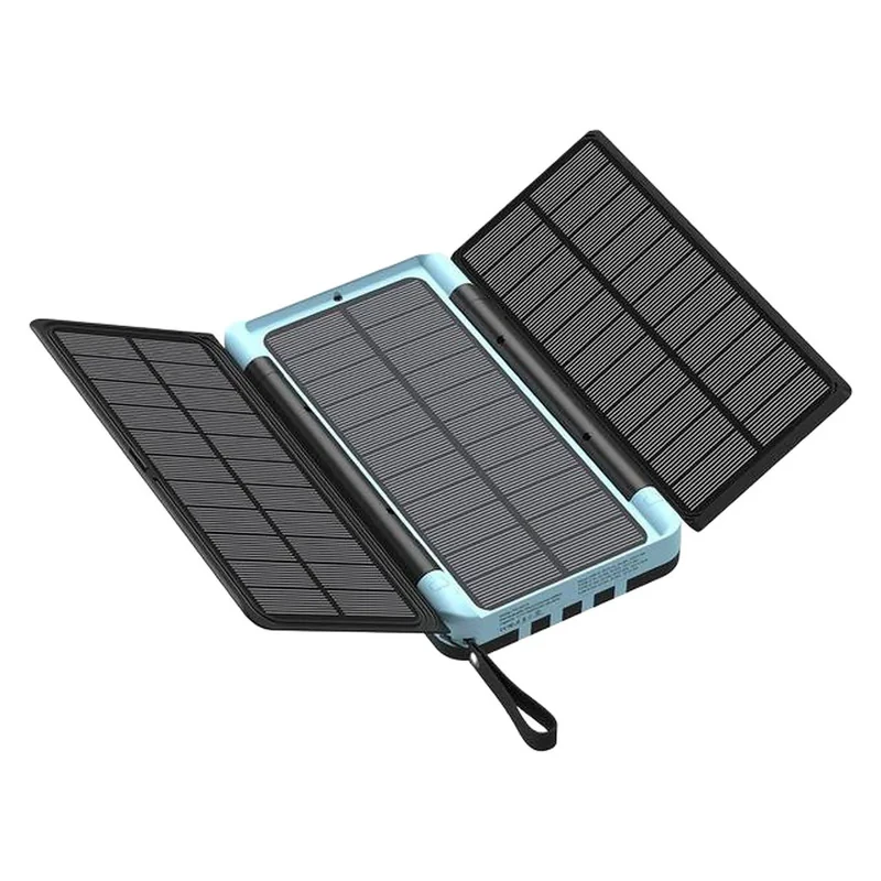 پاوربانک 20 وات پاورولوجی مدل Solar Multi-Cable PPBCHA70 ظرفیت 16000 میلی‌آمپرساعت به همراه چهارکابل USB-C، USB-A، Micro USB و لایتنینگ
