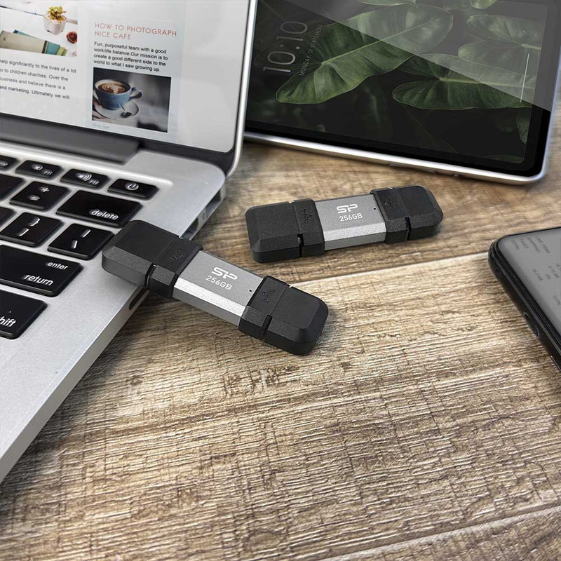 فلش مموری OTG سیلیکون پاور مدل C51 ظرفیت 128 گیگابایت با رابط USB3.2 Type-A و Type-C، مقاوم در برابر ضربه، شوک و گرد و غبار، مناسب تلفن همراه و لپ‌تاپ