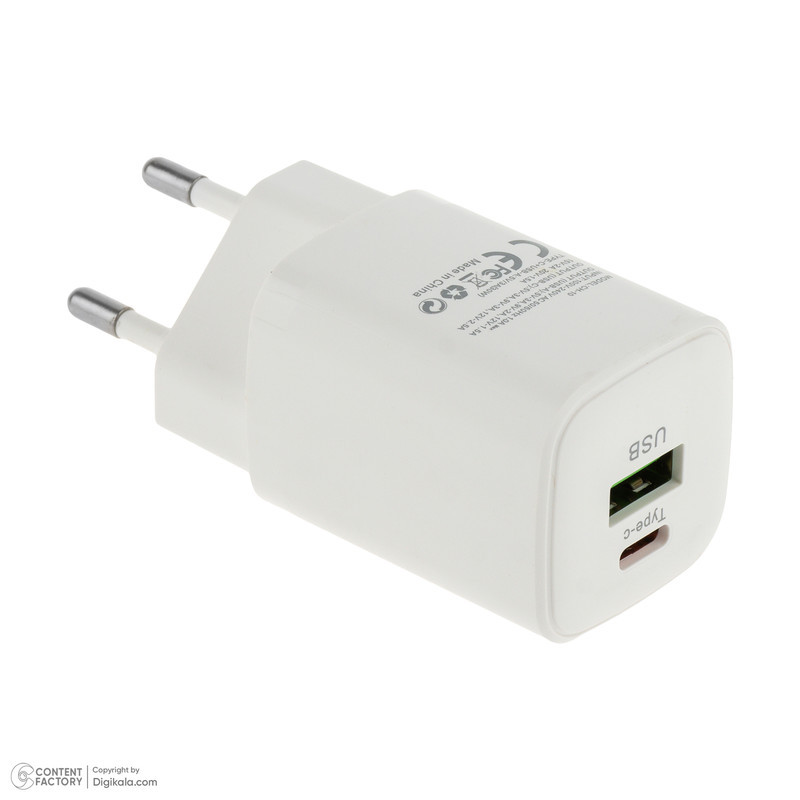 شارژر دیواری 30 وات دو پورت اکسیژن مدل CH-10 به همراه کابل USB-C