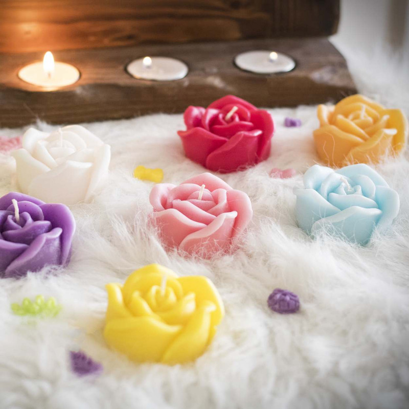 شمع مدل گل رز بسته 4 عددی