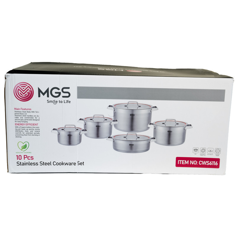 سرویس قابلمه استیل 10 پارچه ام جی اس مدل CWS6116