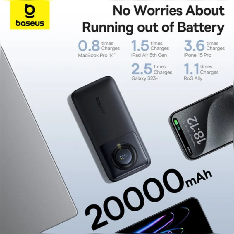 پاوربانک بیسوس مدل NOMOS 65W ظرفیت 20000 میلی آمپر ساعت