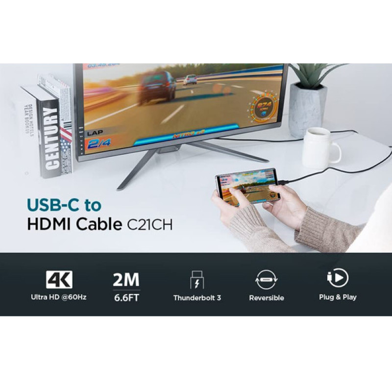 کابل تبدیل USB-C به HDMI مدل TH001 طول 2 متر